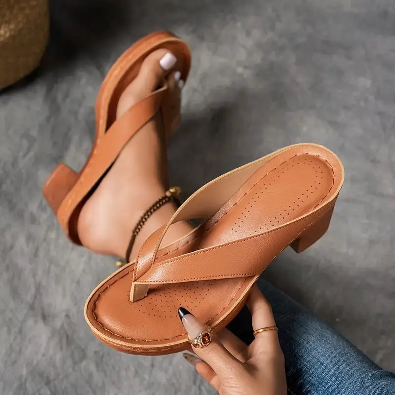 Women's Sandals – Faux-Leather Padded Thong Casual Summer | Amelia 3