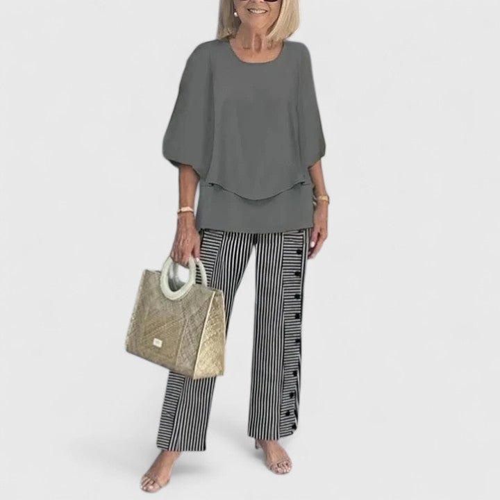 Women's Trouser Suit – Chiffon Wide Leg Elegant For Special Occasions | Amelia 10