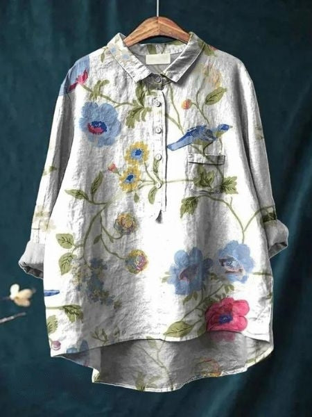 Women's Tunic Shirt – Floral Jacquard Relaxed Fit Casual | Amelia 15