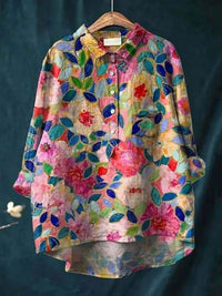 Harper | Floral Jacquard Oversized Relaxed Fit Tunic Shirt