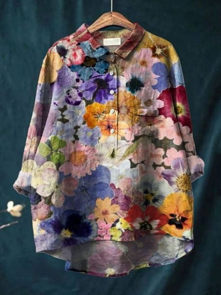 Women's Tunic Shirt – Floral Jacquard Relaxed Fit Casual | Amelia 9