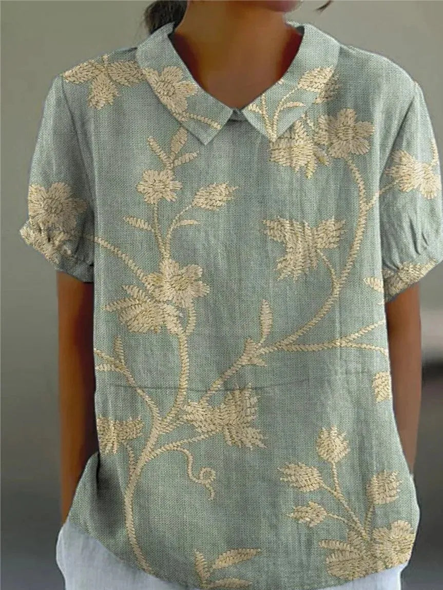 Women's Blouse – Linen Blend Boxy Fit Casual Summer | Amelia 1