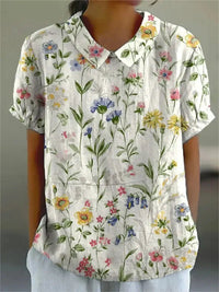 Harper | Boxy Linen Blend Blouse Casual Fit Peter Pan Collar