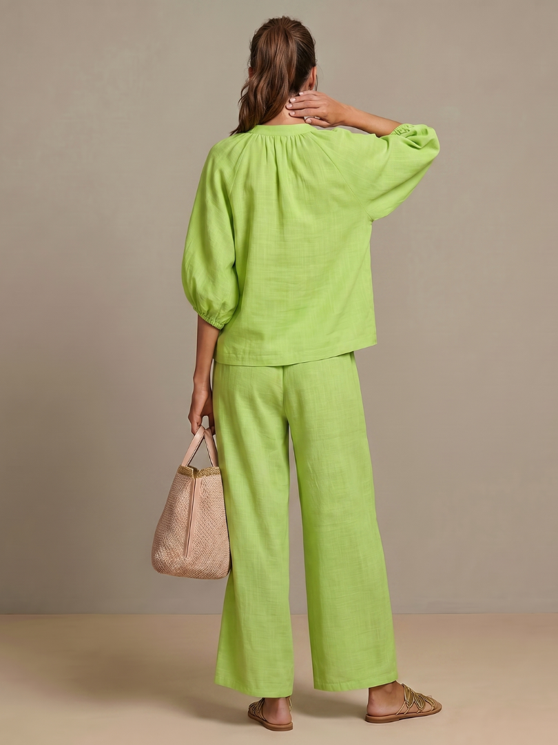 Isla | Zip Front Blouson Relaxed Fit Daywear Set