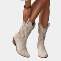 Iris | Pebbled Leather Mid-Calf Western Boots Durable Fit