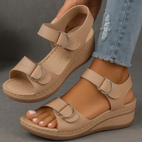 Daphne | Adjustable Wedge Sandals Casual Vegan Leather Fit