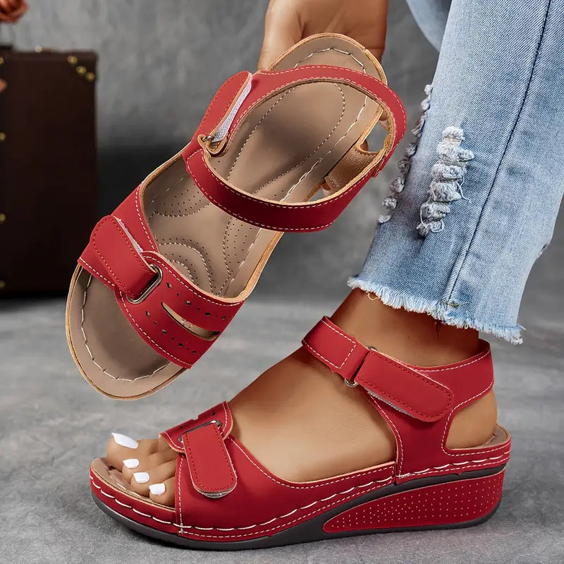 Women's Wedge Sandals – Vegan Leather Adjustable Casual | Amelia 8