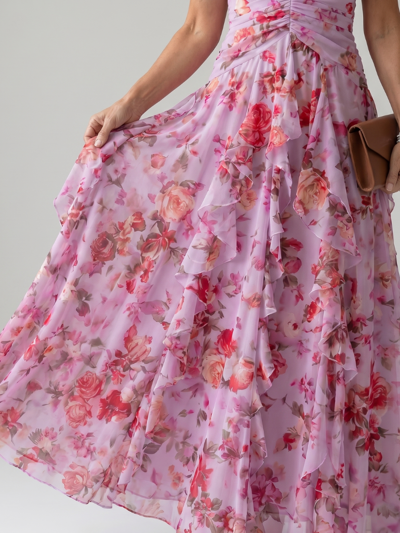 Isla | Halter Neck Ruched Bodice Maxi Dress Relaxed Fit