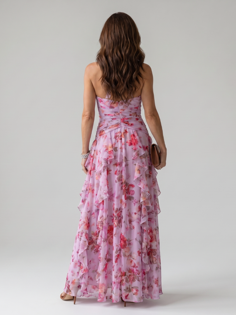 Isla | Halter Neck Ruched Bodice Maxi Dress Relaxed Fit