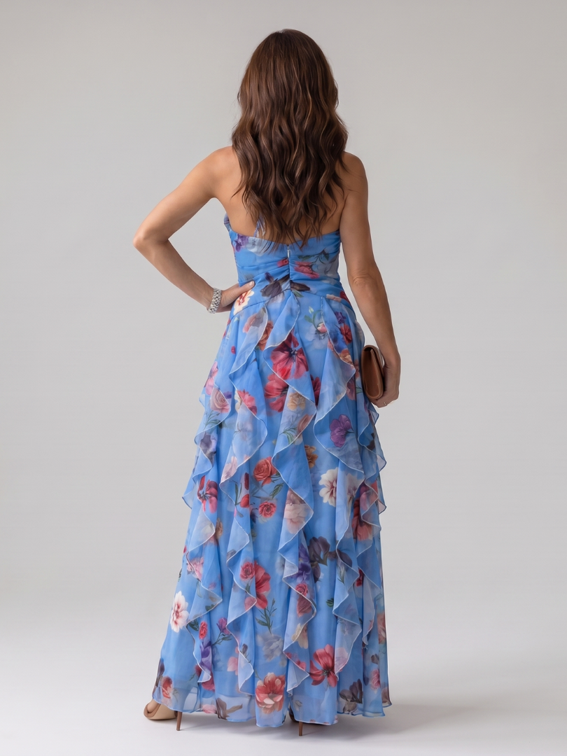 Isla | Halter Neck Ruched Bodice Maxi Dress Relaxed Fit