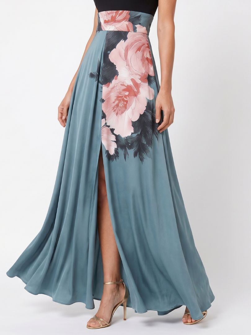 Amelia | Halter Neck Evening Dress Fluid Fit Maxi Silhouette