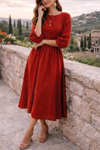 Harper | Relaxed Fit Linen Midi Dress Summer Tailored Hem Pockets