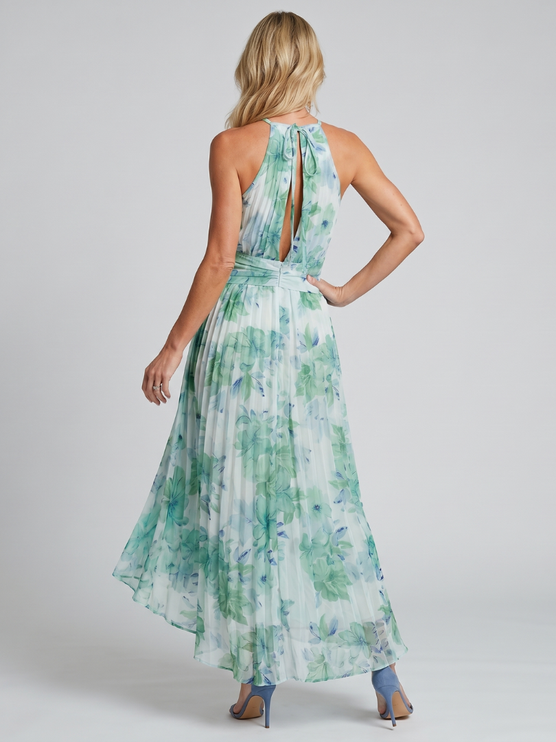 Evangeline | Women's Halter Wedding Guest Maxi Dress