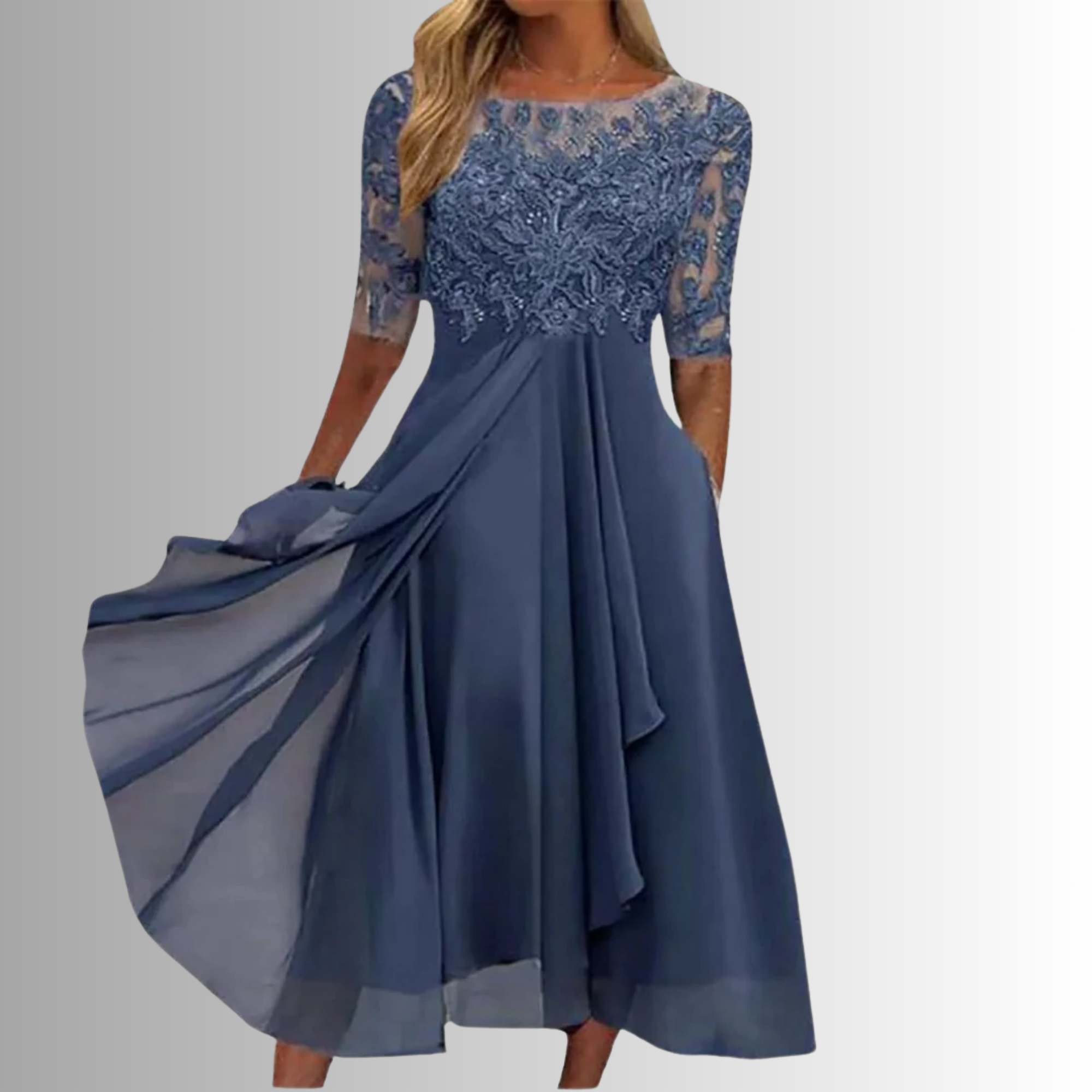 Women's Midi Dress – Chiffon A-Line Formal Evening | Amelia 1