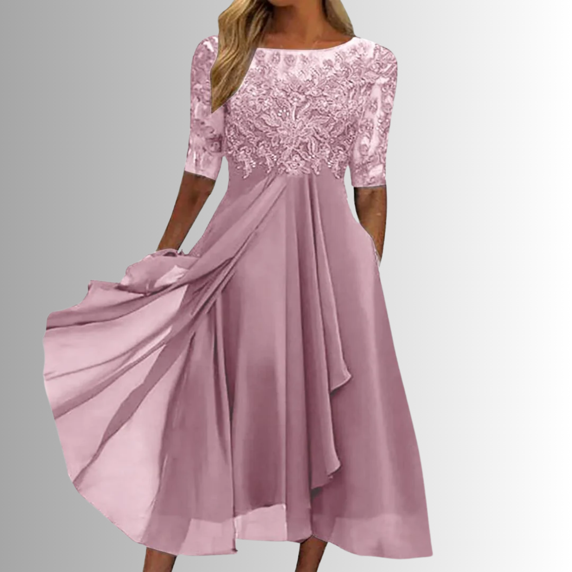 Women's Midi Dress – Chiffon A-Line Formal Evening | Amelia 2