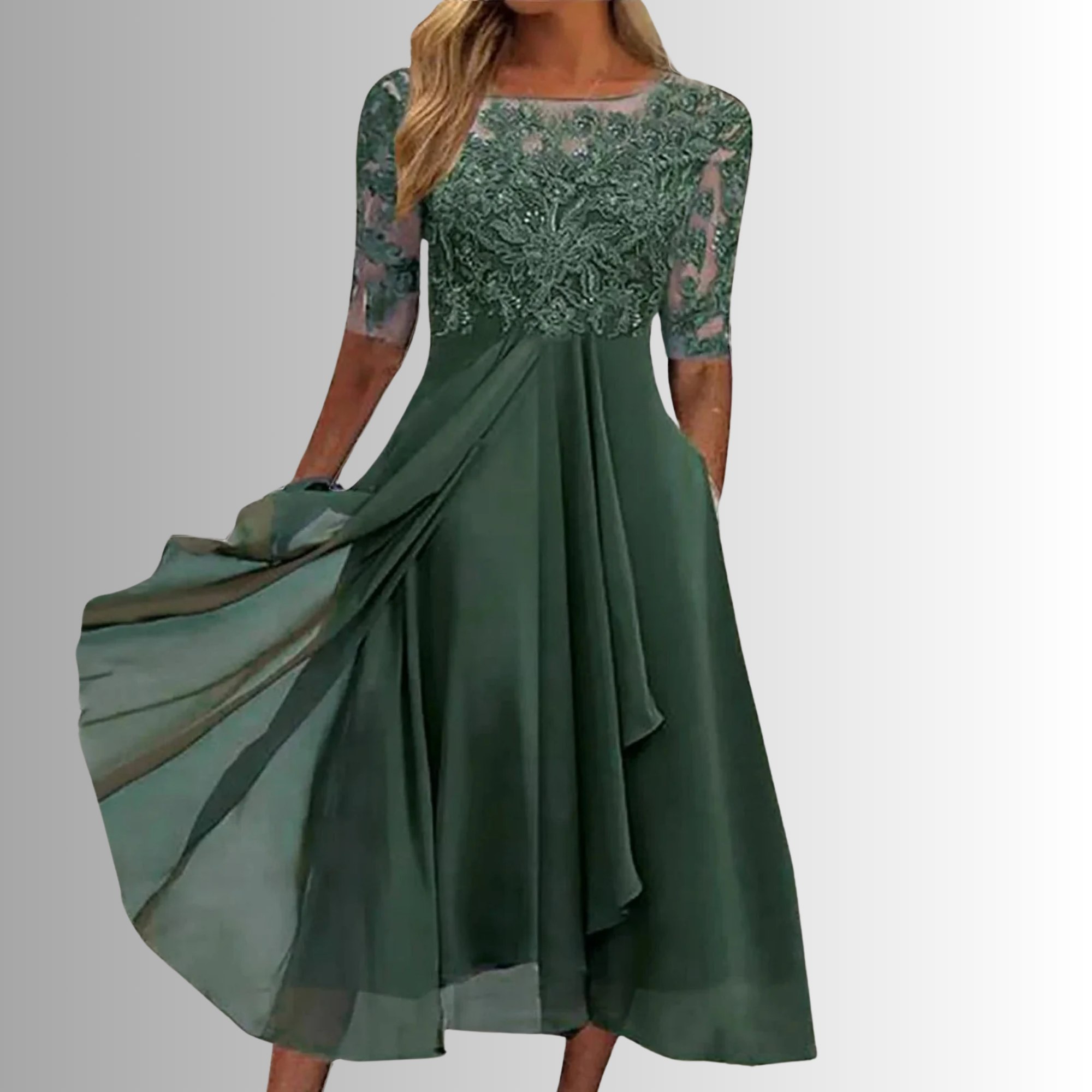 Women's Midi Dress – Chiffon A-Line Formal Evening | Amelia 4