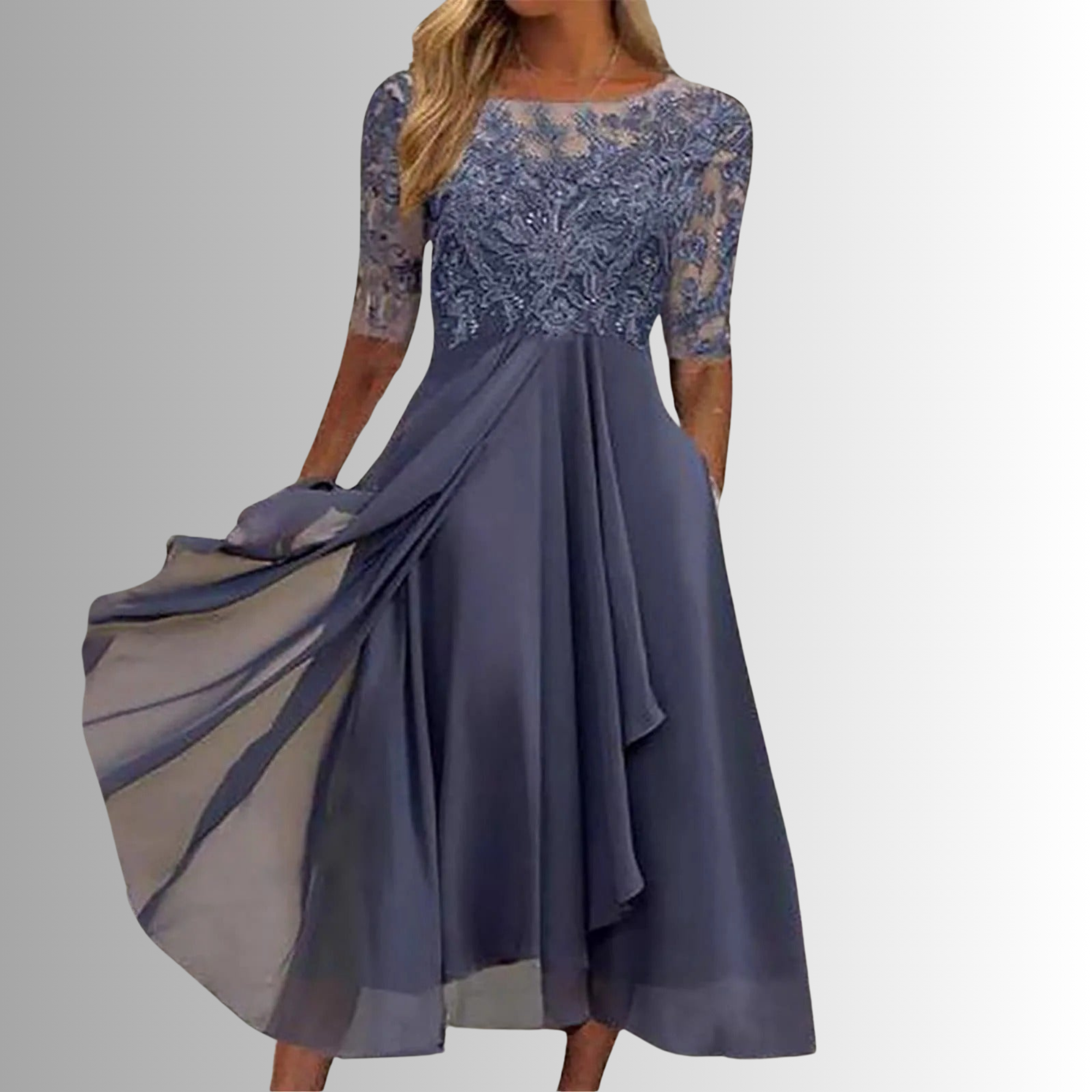 Women's Midi Dress – Chiffon A-Line Formal Evening | Amelia 5