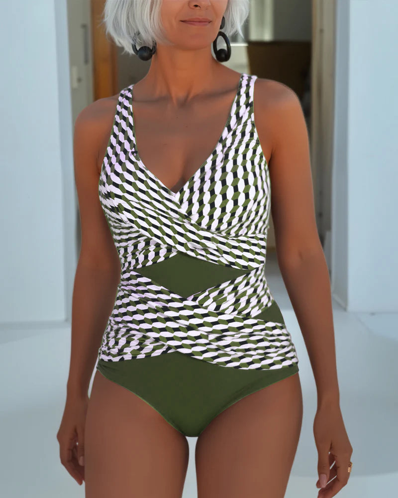 Amelia | Cross-Over V-Neck Elegant Swimwear Slimming Fit