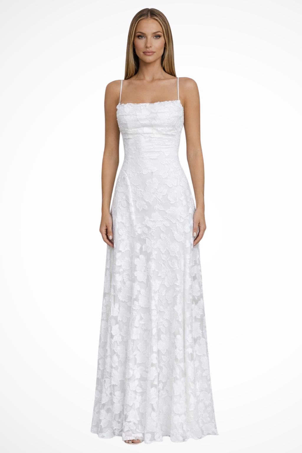 Willa | Floral Appliqué Devoré Maxi Dress