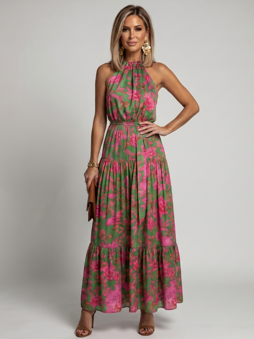 Marguerite | Women's Halter Holiday Maxi Dress