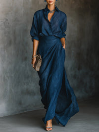 Amelia | Tailored Formal Elegant Fit Shirt and Long Skirt Set