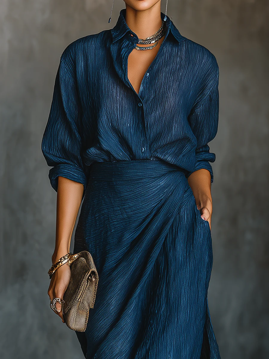 Amelia | Tailored Formal Elegant Fit Shirt and Long Skirt Set