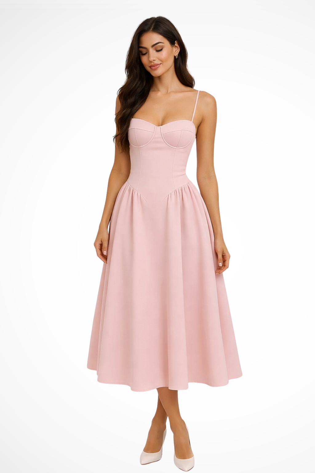 Women's Midi Dress – Heavyweight Crepe A-Line Formal | Emily 1
