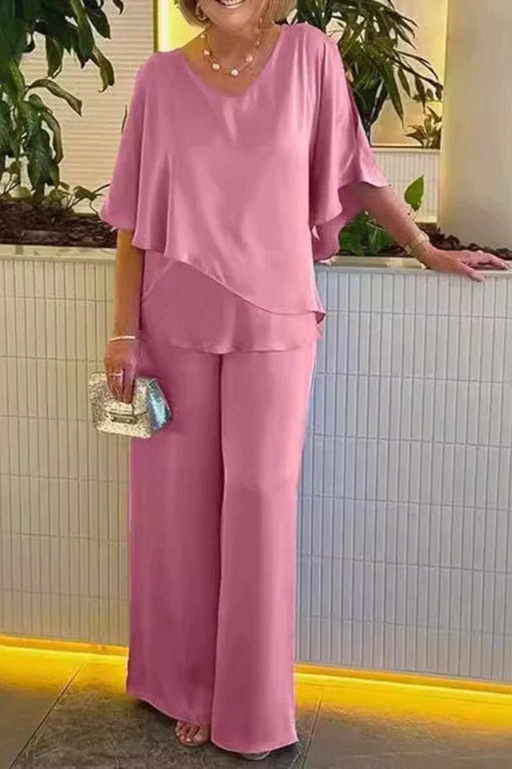 Women's Jumpsuit – Chiffon-Blend Asymmetrical Evening | Amelia 3