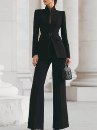 Harper | High Waist Flared Tailored Crepe Suit Trouser Formal