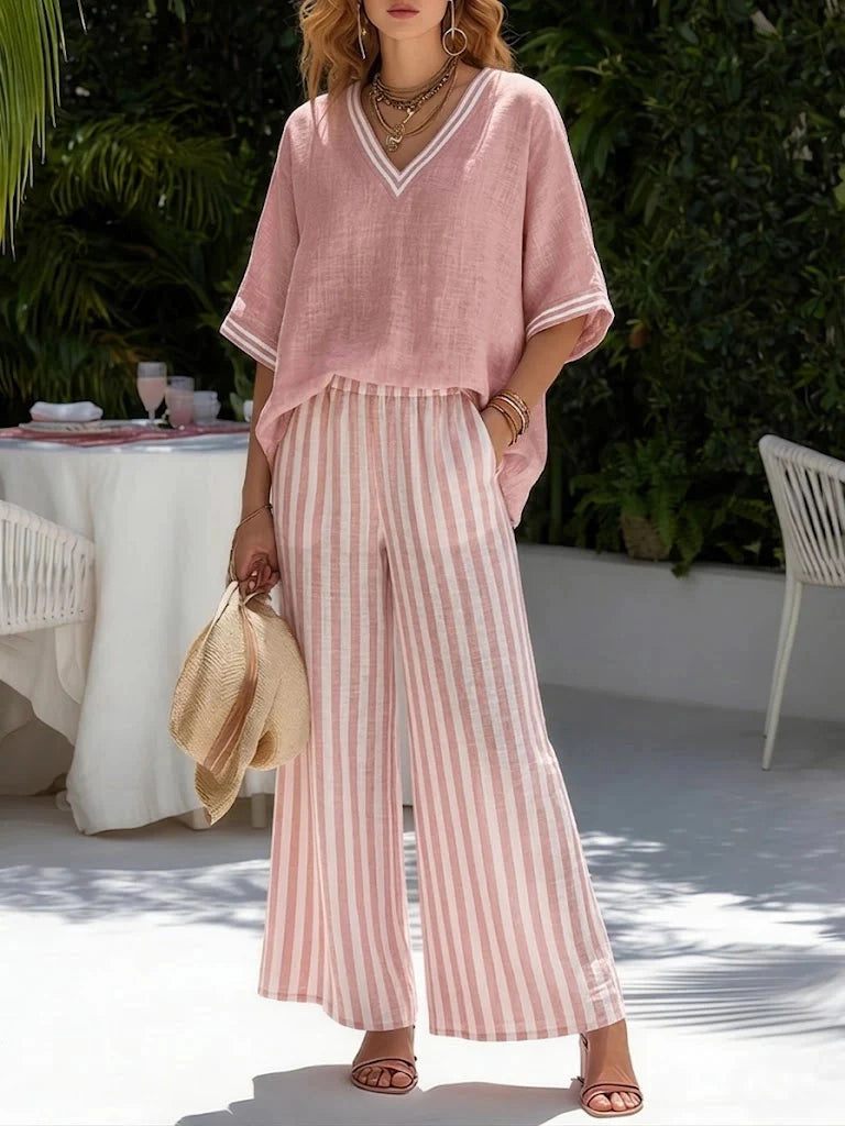 Eloise | Relaxed Fit Casual V-Neck Two-Piece Set