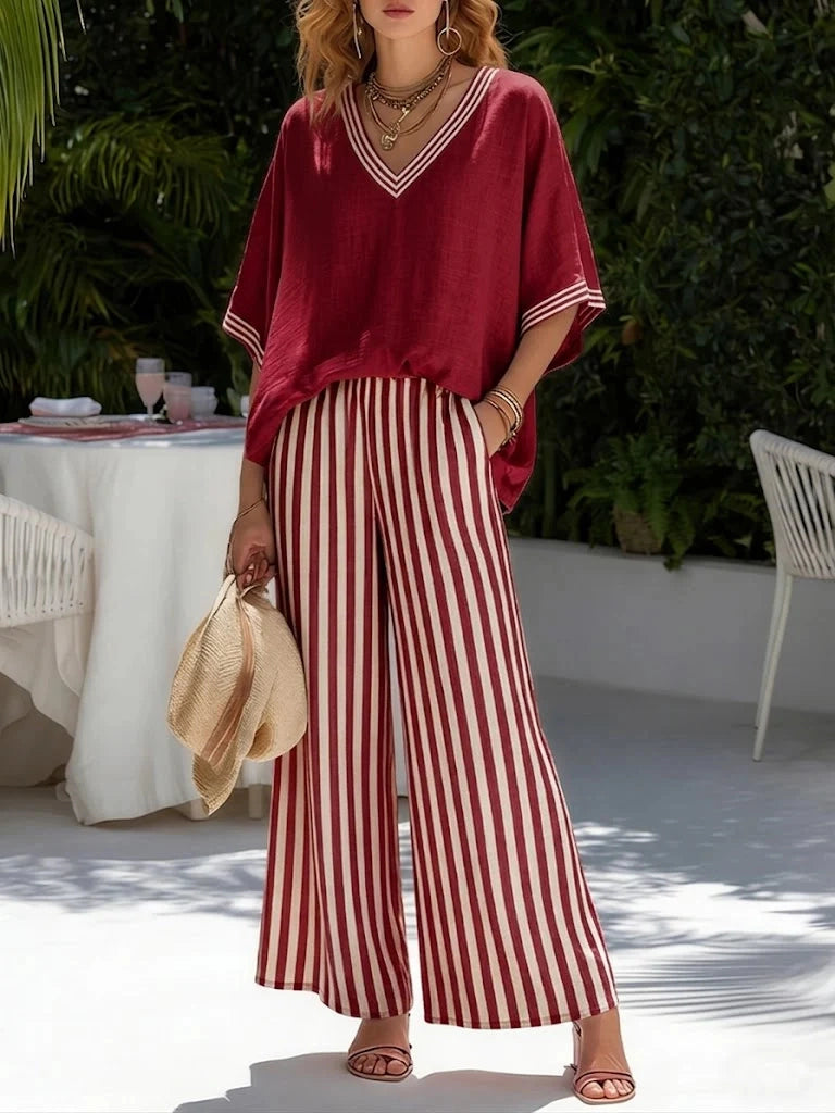 Eloise | Relaxed Fit Casual V-Neck Two-Piece Set
