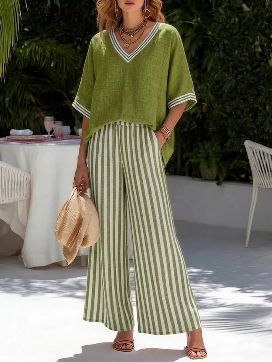 Eloise | Relaxed Fit Casual V-Neck Two-Piece Set