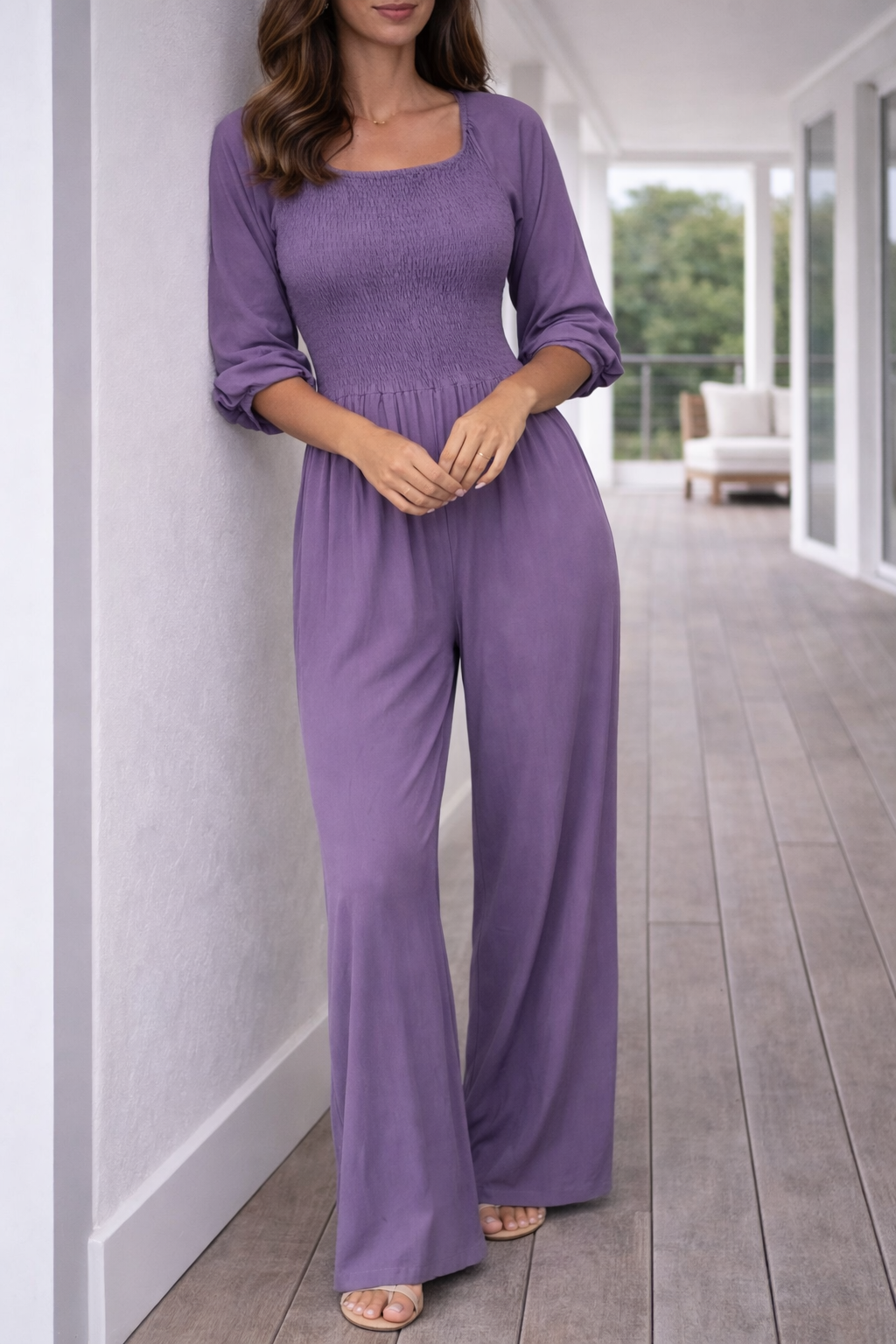 Women's Jumpsuit – Linen Blend Wide Leg Evening | Amelia 6