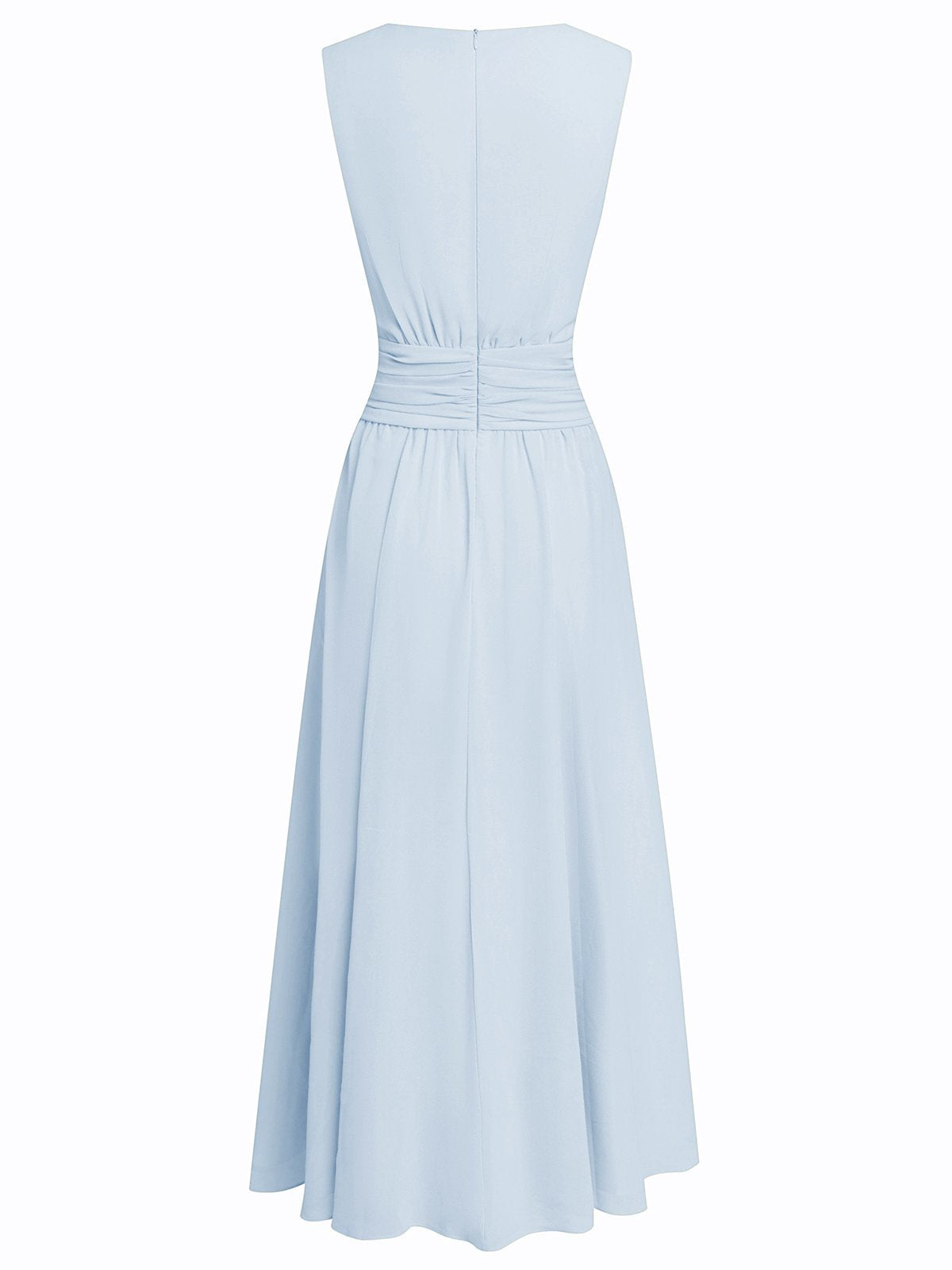 Lily | Ruched Waist Sleeveless Wedding Guest A-Line Maxi Dress