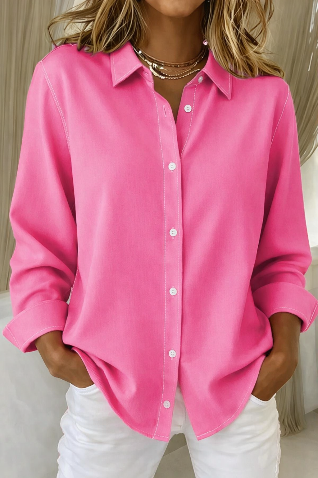 Women's Shirt – Linen Blend Relaxed Fit Casual | Florence 1