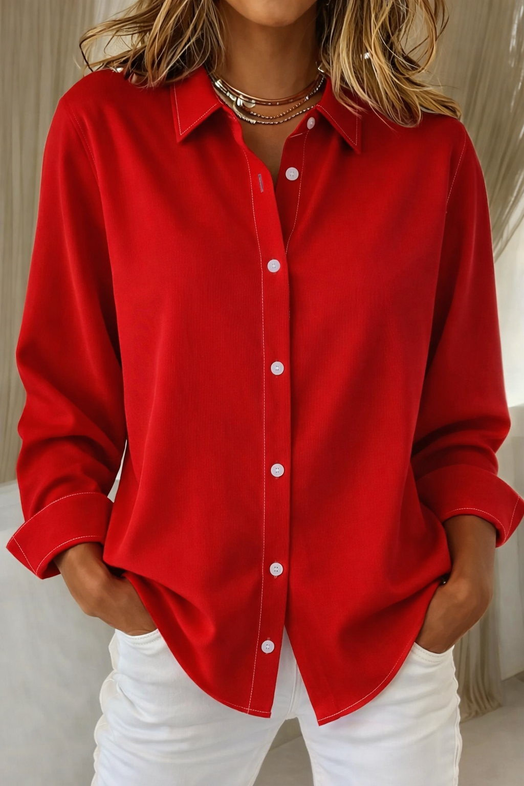 Women's Shirt – Linen Blend Relaxed Fit Casual | Florence 3