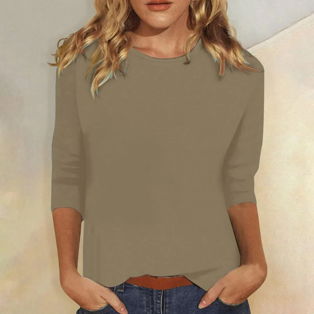 Lily | Crew Neck Casual Everyday Relaxed Fit Top 3/4 Sleeve