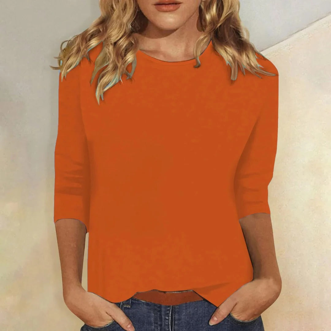 Lily | Crew Neck Casual Everyday Relaxed Fit Top 3/4 Sleeve