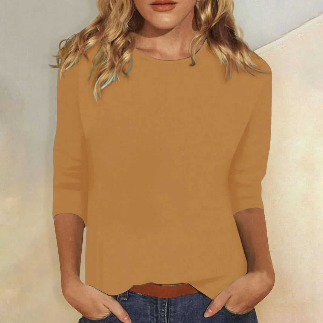 Lily | Crew Neck Casual Everyday Relaxed Fit Top 3/4 Sleeve