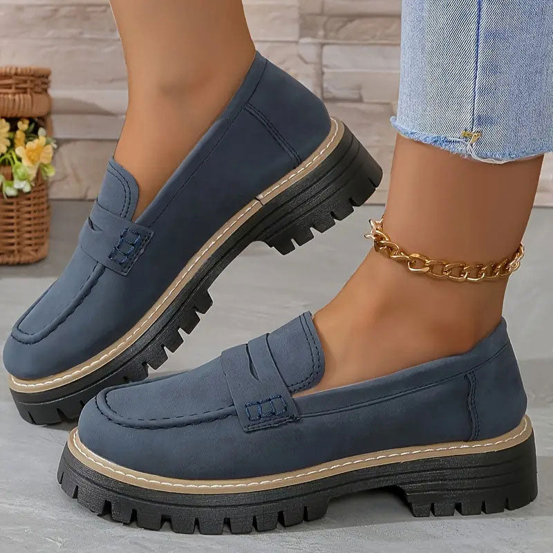 Women's Chunky Loafers – Matte Nubuck Platform Casual | Amelia 11