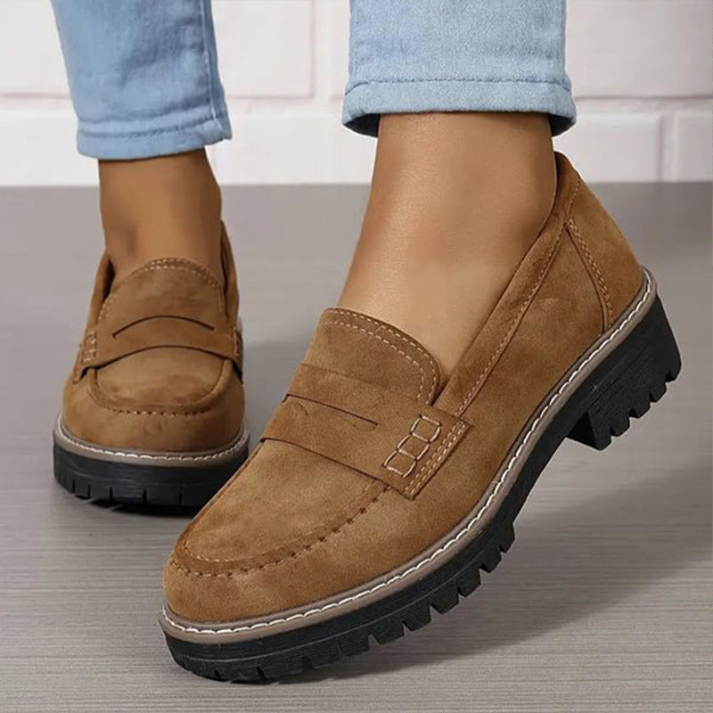 Women's Chunky Loafers – Matte Nubuck Platform Casual | Amelia 12