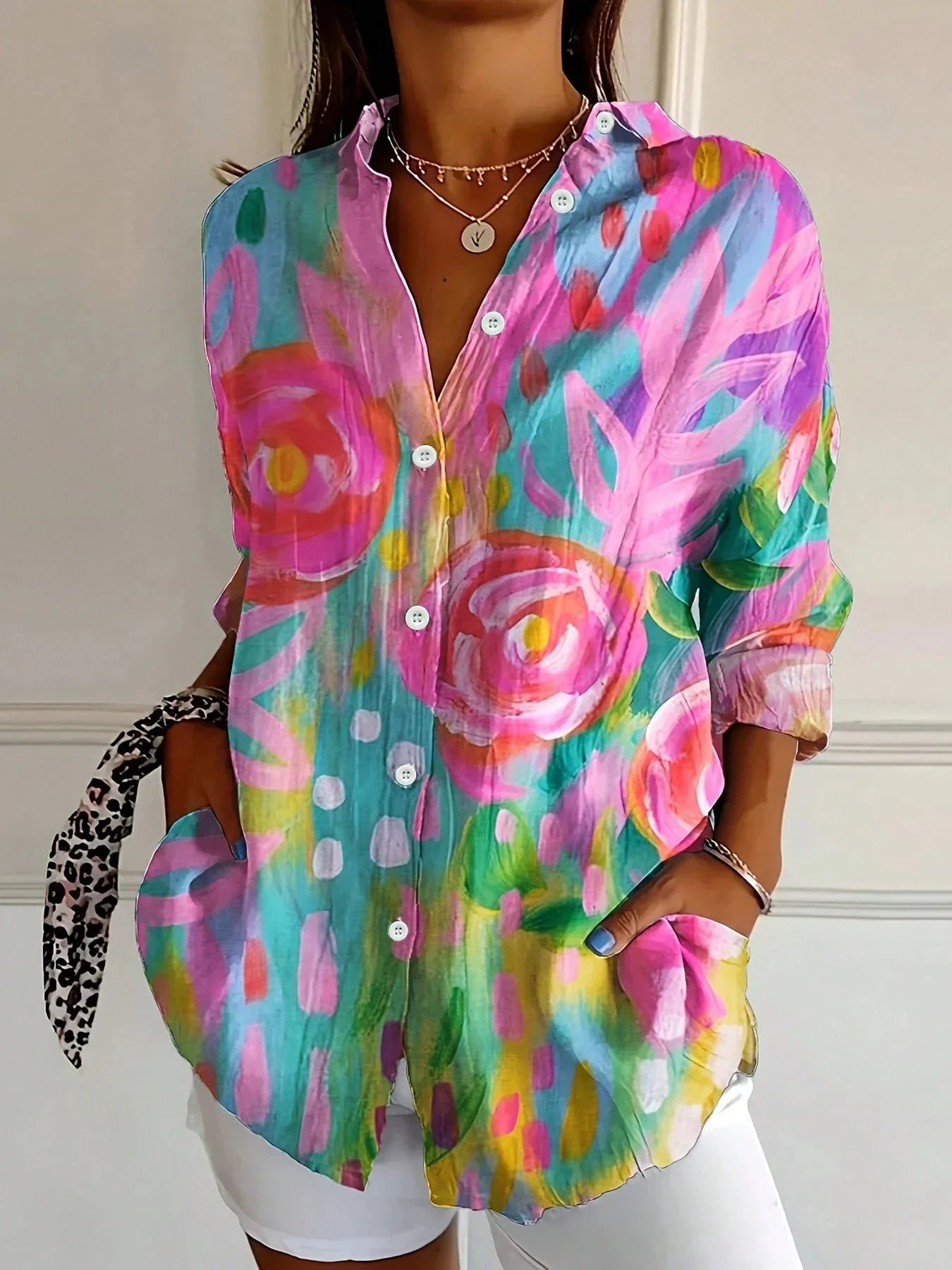 Women's Blouse – Linen Blend Oversized Casual Summer | Ava 1