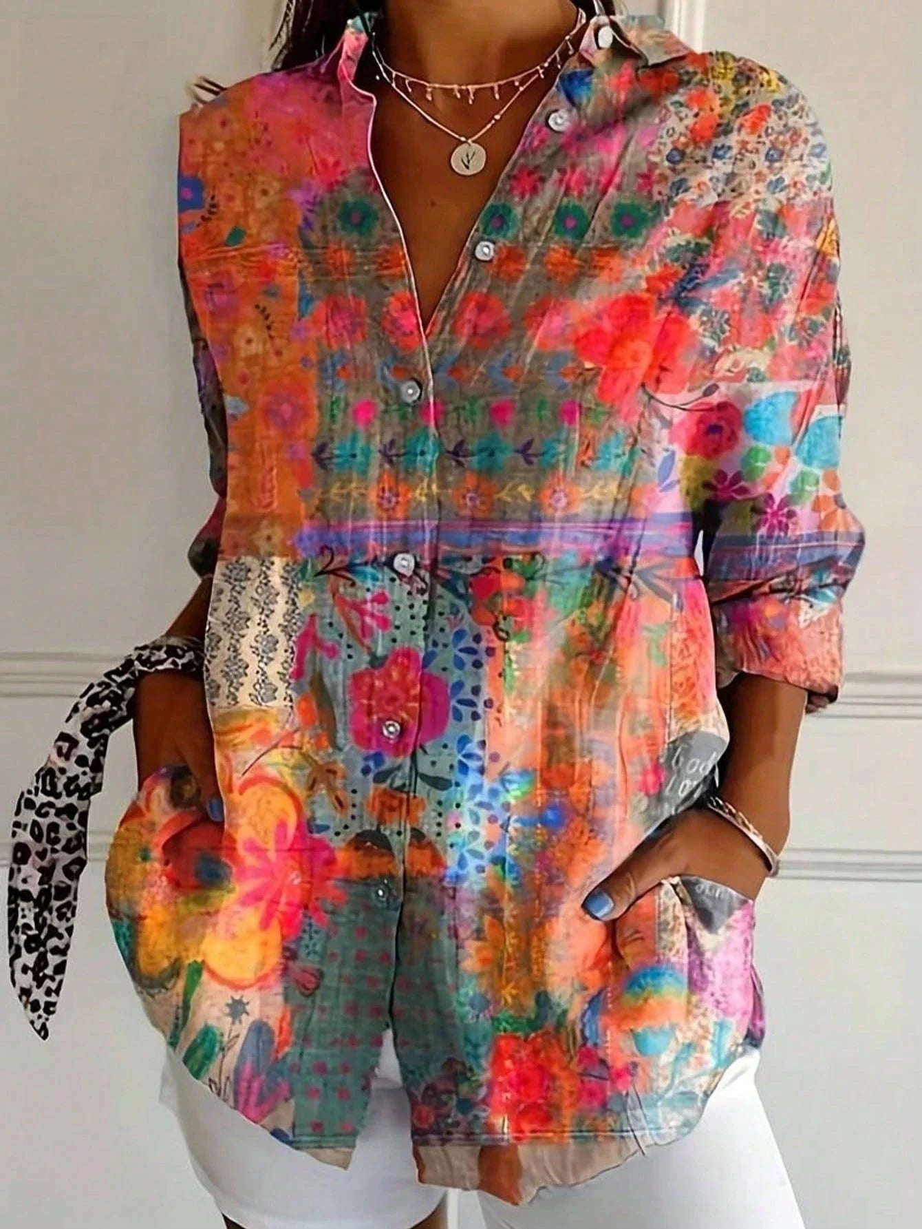 Women's Blouse – Linen Blend Oversized Casual Summer | Ava 2