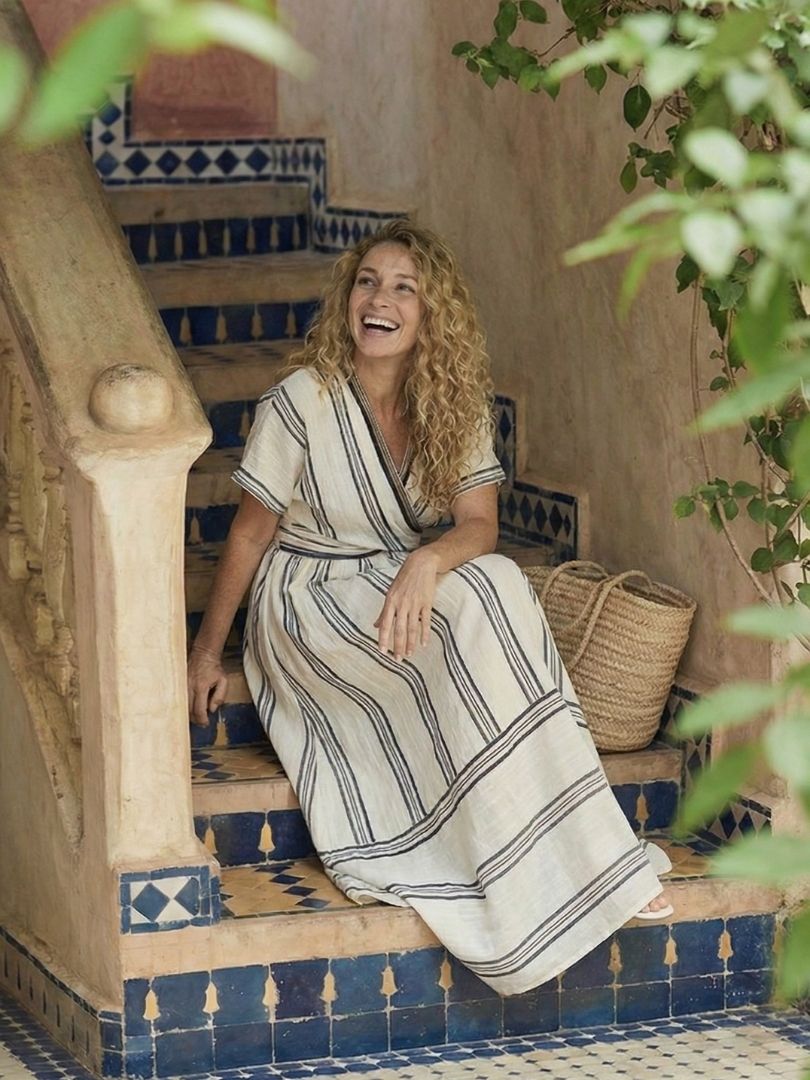 Emma | V Neck Wrap Casual Daywear Relaxed Fit Midi Dress