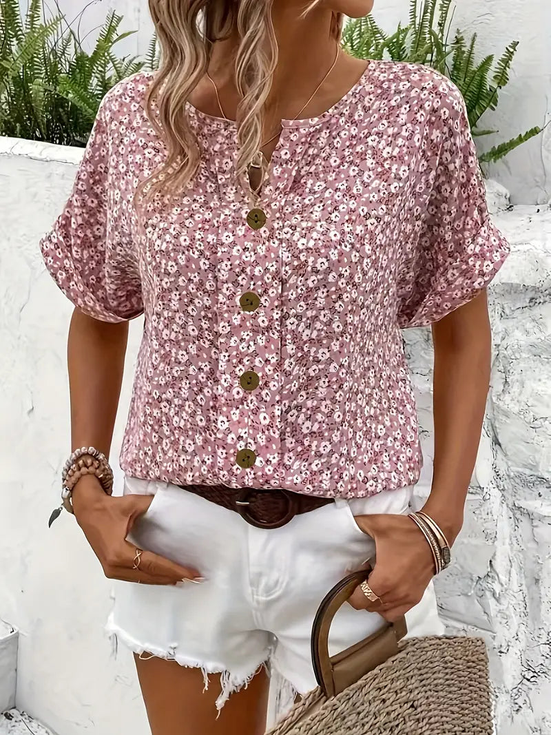 Women's Blouse – Lightweight Floral Relaxed Fit Casual Summer | Amelia 4