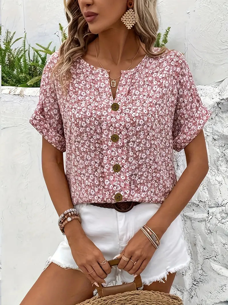 Women's Blouse – Lightweight Floral Relaxed Fit Casual Summer | Amelia 5