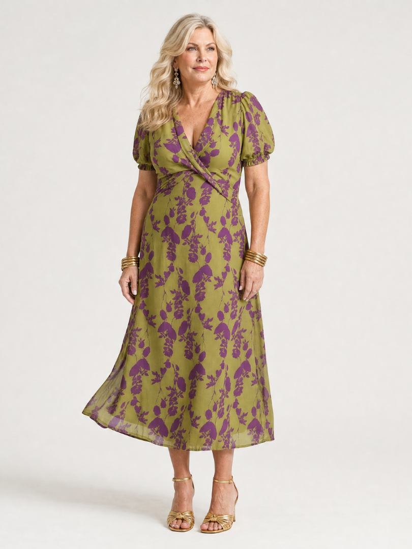 Emmeline | Women's Twist-Front Wedding Guest Midi Dress