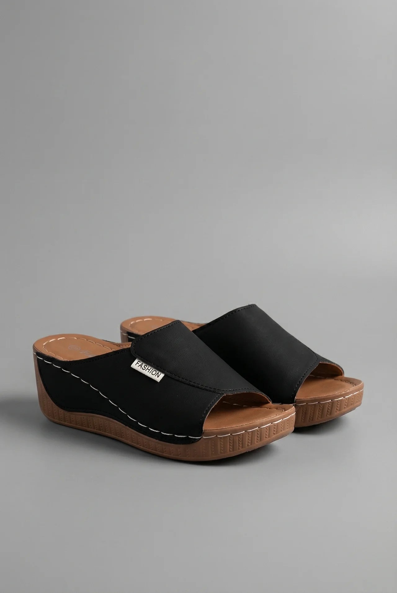 Women's Mules – Synthetic Leather Peep-Toe Wedge Smart-Casual | Isla 4
