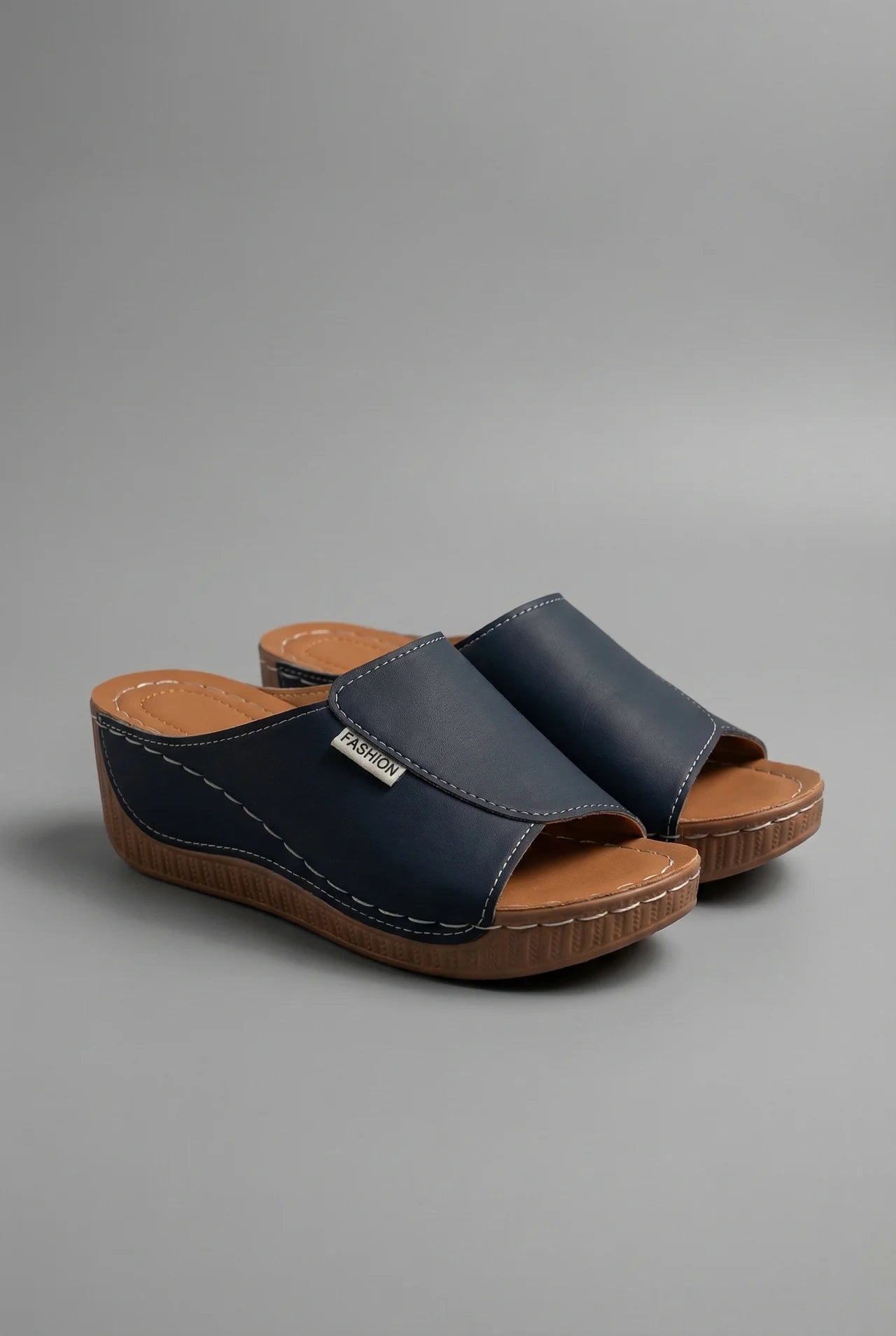 Women's Mules – Synthetic Leather Peep-Toe Wedge Smart-Casual | Isla 6