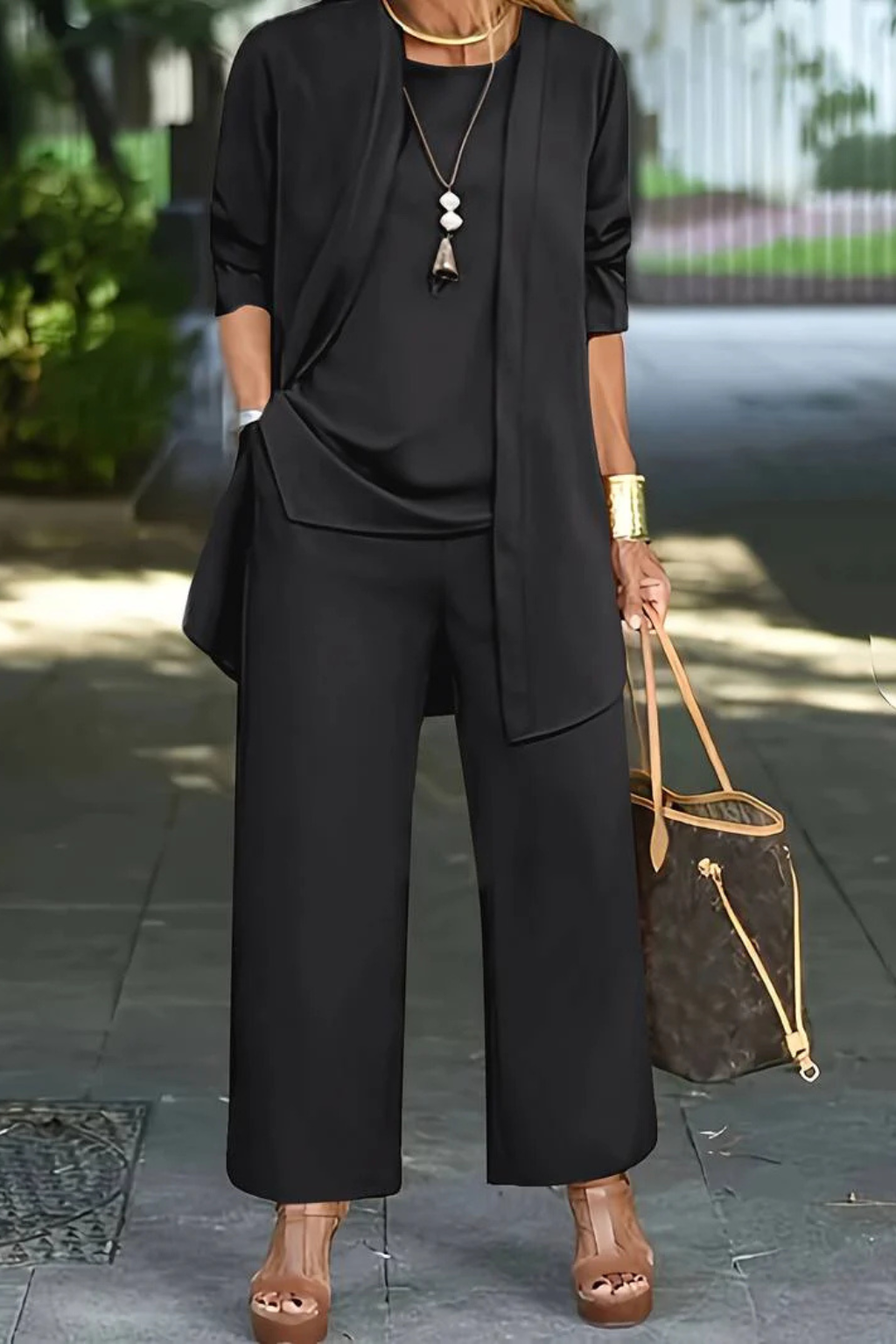 Women's Three-Piece Set – Jersey Blend Relaxed Fit Evening | Amelia 4